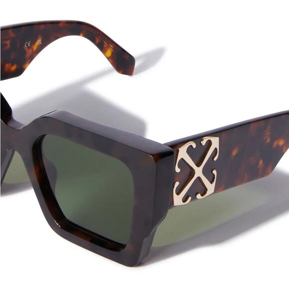 New! Off-White OERI128CATALINA 6055 Tortoise Shell Sunglasses with Green Lenses main image 11